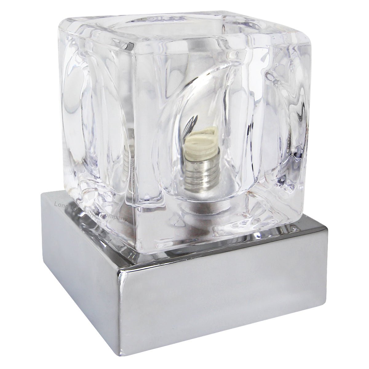 Ambient Glass Cube Touch Dimmable Table Lamp Chrome Base with Free G9 25w Bulb - Energy Light Bulbs - Free delivery on all orders