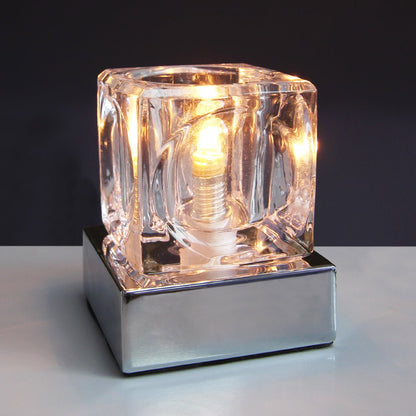 Ambient Glass Cube Touch Dimmable Table Lamp Chrome Base with Free G9 25w Bulb - Energy Light Bulbs - Free delivery on all orders
