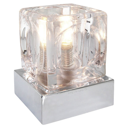 Ambient Glass Cube Touch Dimmable Table Lamp Chrome Base with Free G9 25w Bulb - Energy Light Bulbs - Free delivery on all orders