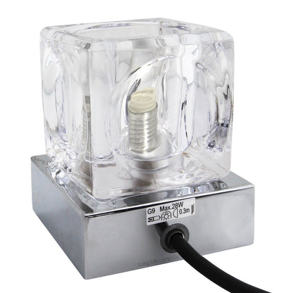 Ambient Glass Cube Touch Dimmable Table Lamp Chrome Base with Free G9 25w Bulb - Energy Light Bulbs - Free delivery on all orders