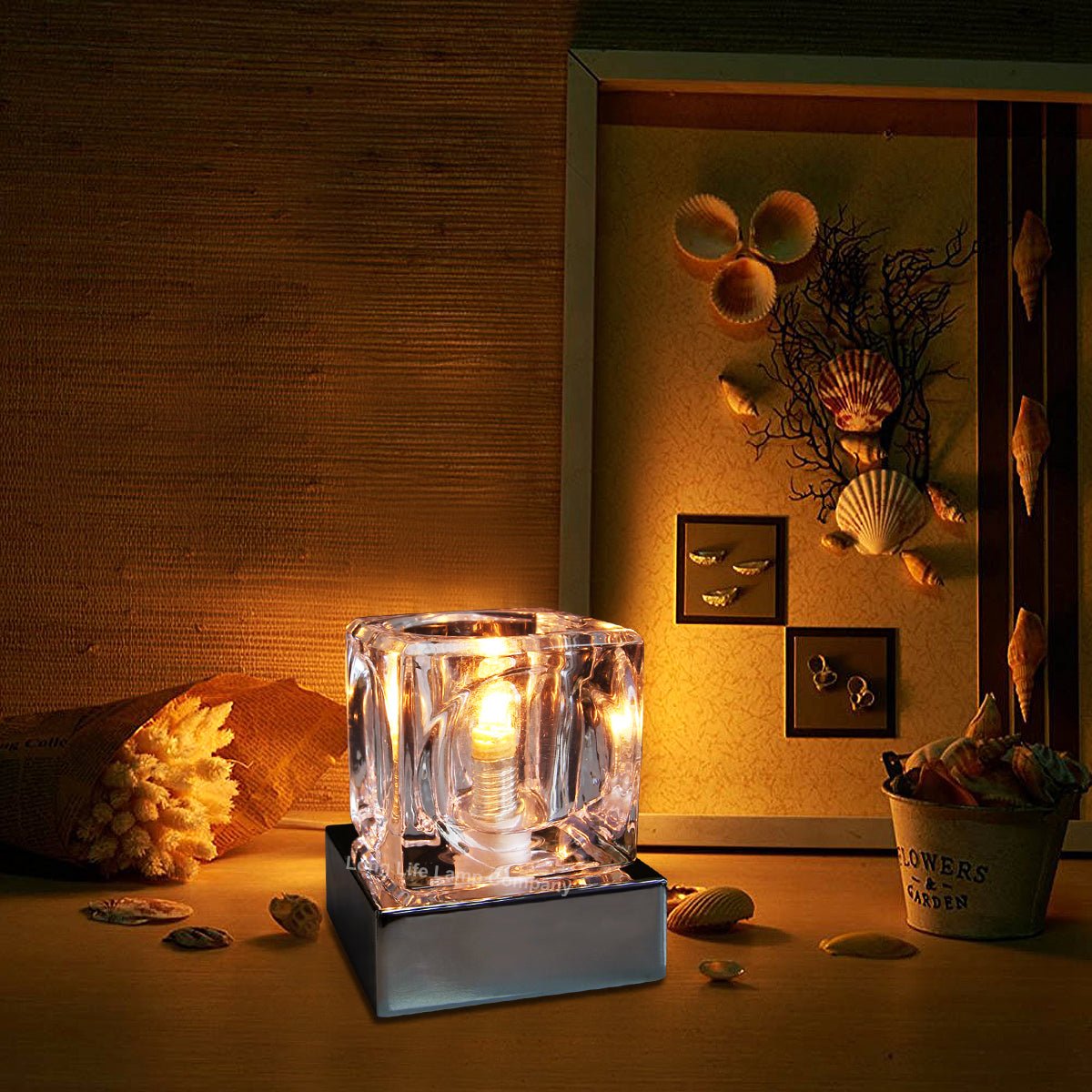 Ambient Glass Cube Touch Dimmable Table Lamp Chrome Base with Free G9 25w Bulb - Energy Light Bulbs - Free delivery on all orders