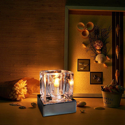 Ambient Glass Cube Touch Dimmable Table Lamp Chrome Base with Free G9 25w Bulb - Energy Light Bulbs - Free delivery on all orders