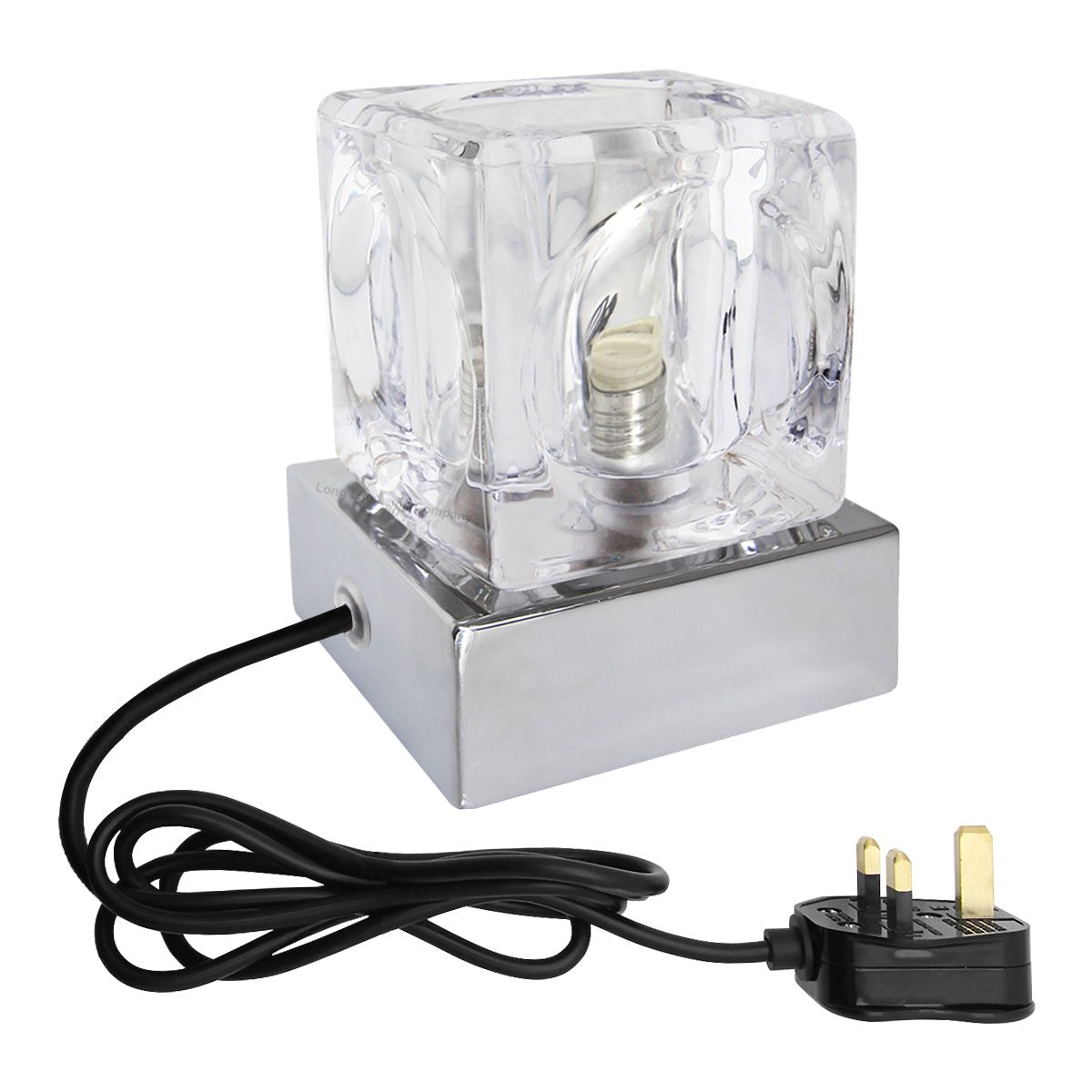 Ambient Glass Cube Touch Dimmable Table Lamp Chrome Base with Free G9 25w Bulb - Energy Light Bulbs - Free delivery on all orders