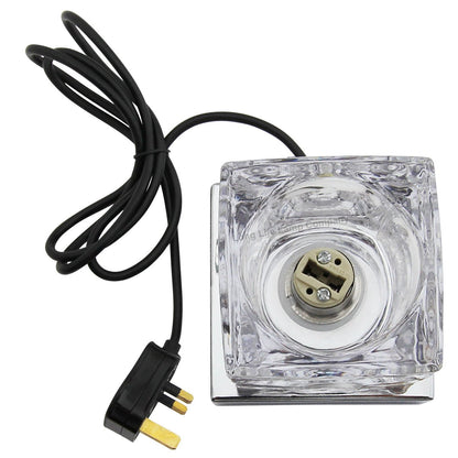Ambient Glass Cube Touch Dimmable Table Lamp Chrome Base with Free G9 25w Bulb - Energy Light Bulbs - Free delivery on all orders