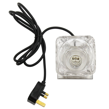 Ambient Glass Ice Cube Touch Dimmable Table Lamp Chrome Brush Satin Base with G9 Bulb - Energy Light Bulbs - Free delivery on all orders