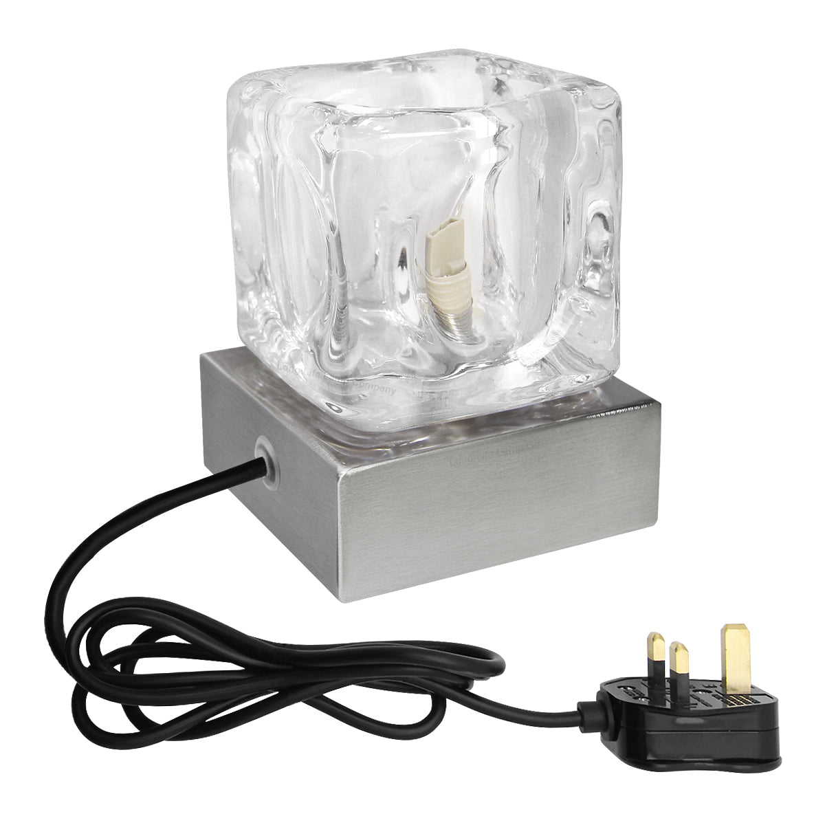 Ambient Glass Ice Cube Touch Dimmable Table Lamp Chrome Brush Satin Base with G9 Bulb - Energy Light Bulbs - Free delivery on all orders
