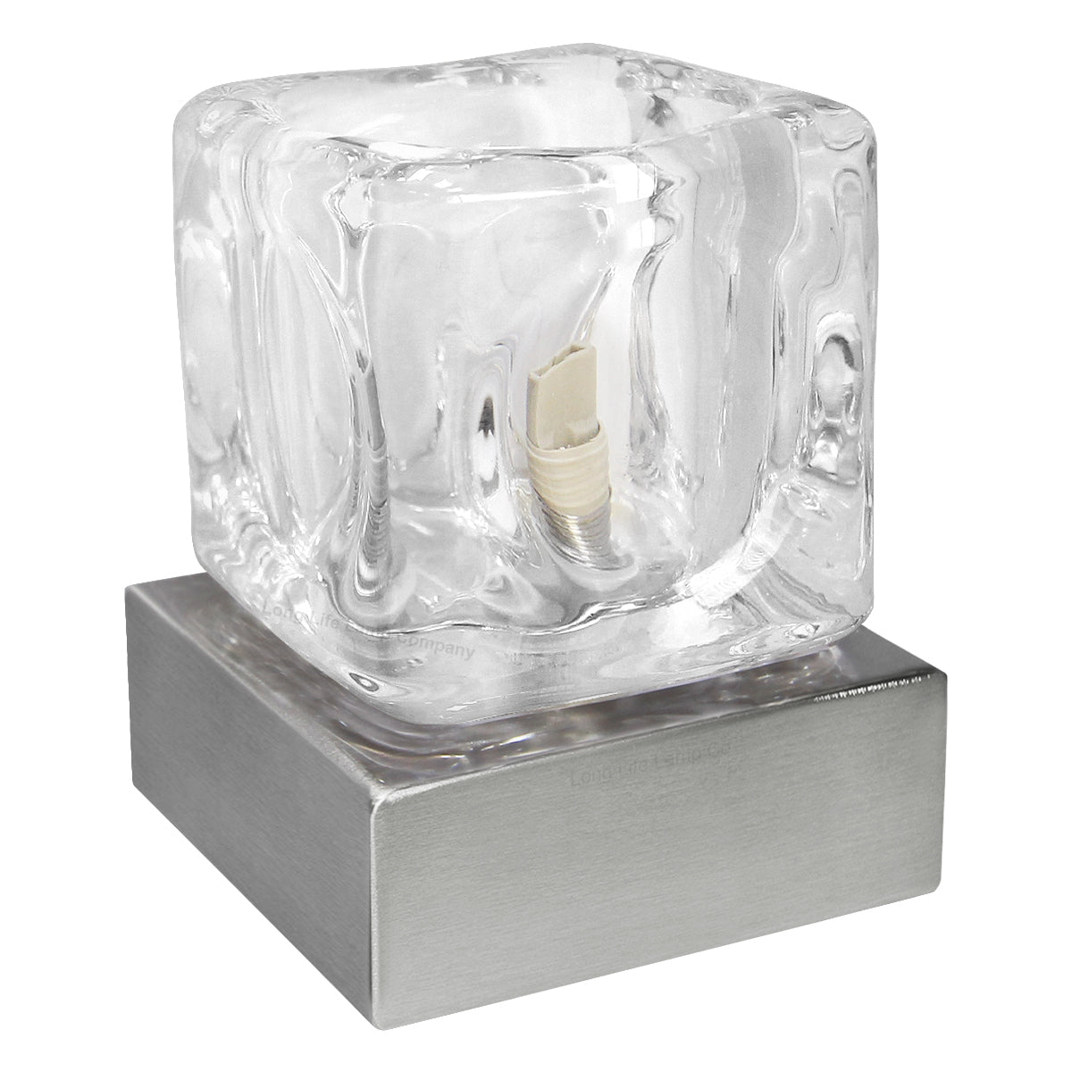 Ambient Glass Ice Cube Touch Dimmable Table Lamp Chrome Brush Satin Base with G9 Bulb - Energy Light Bulbs - Free delivery on all orders