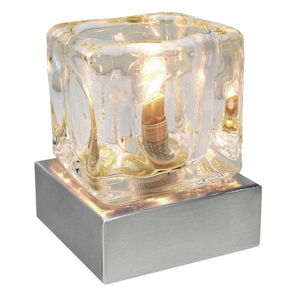 Ambient Glass Ice Cube Touch Dimmable Table Lamp Chrome Brush Satin Base with G9 Bulb - Energy Light Bulbs - Free delivery on all orders
