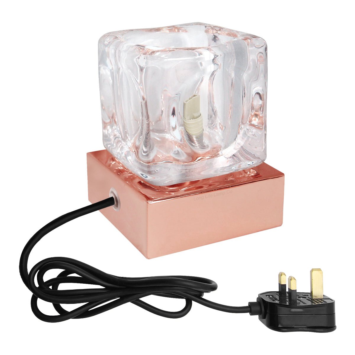 Ambient Glass Ice Cube Touch Dimmable Table Lamp Copper Base with G9 Bulb - Energy Light Bulbs - Free delivery on all orders