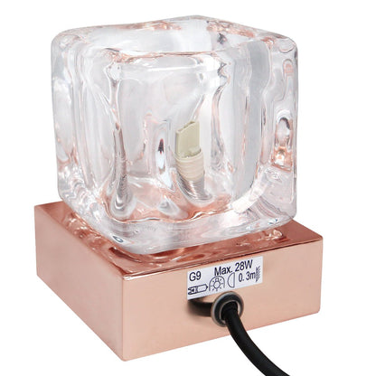 Ambient Glass Ice Cube Touch Dimmable Table Lamp Copper Base with G9 Bulb - Energy Light Bulbs - Free delivery on all orders