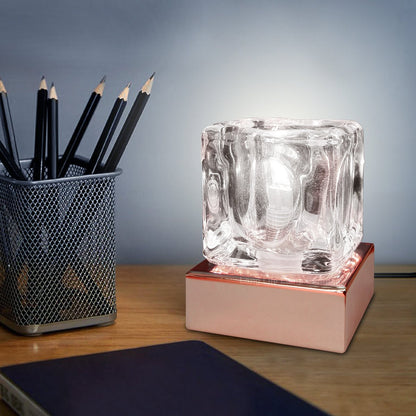 Ambient Glass Ice Cube Touch Dimmable Table Lamp Copper Base with G9 Bulb - Energy Light Bulbs - Free delivery on all orders