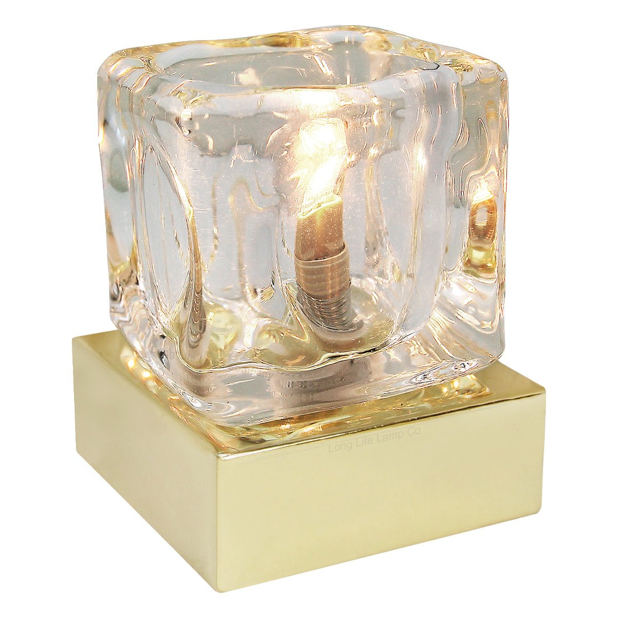 Ambient Glass Ice Cube Touch Dimmable Table Lamp Gold Base with G9 Bulb - Energy Light Bulbs - Free delivery on all orders