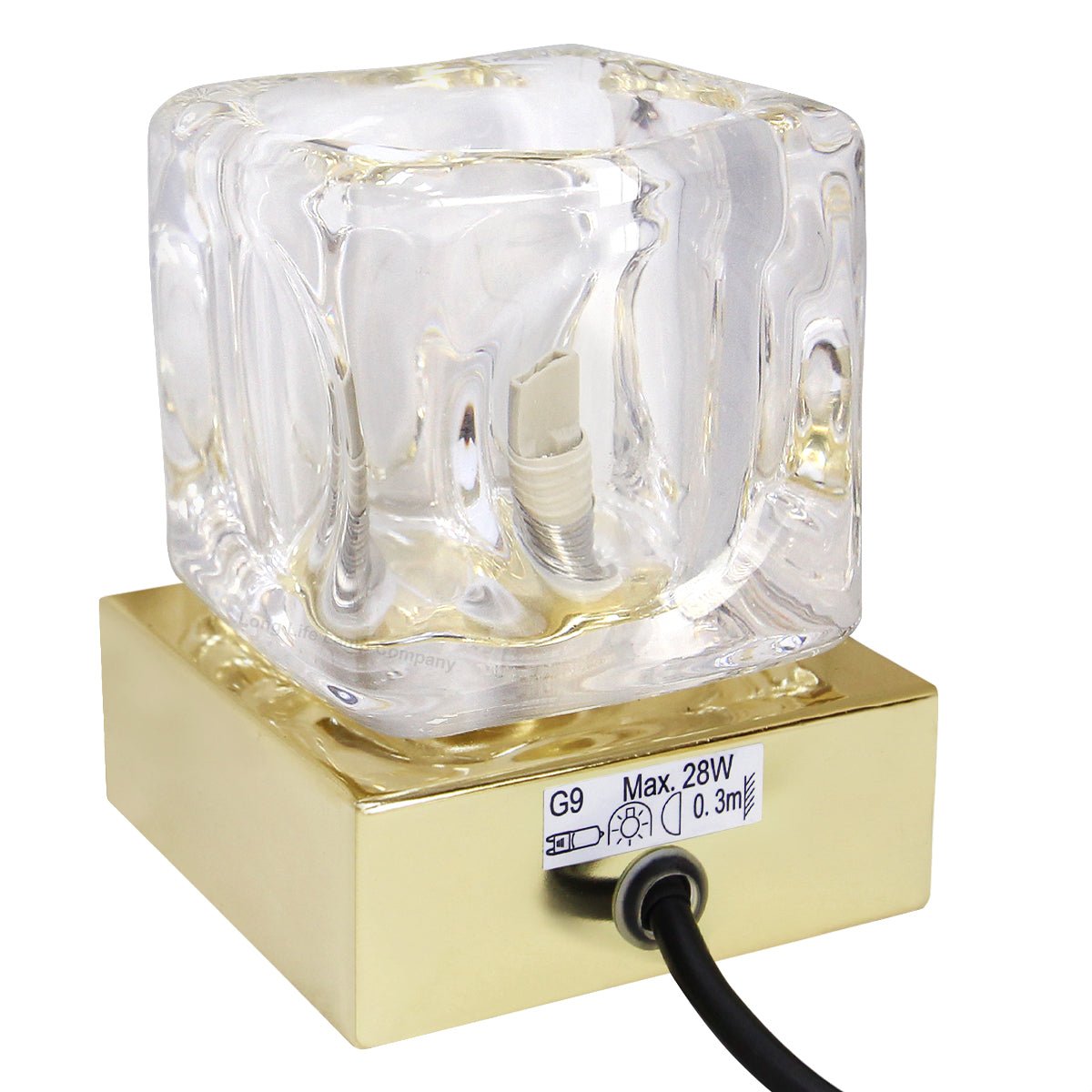 Ambient Glass Ice Cube Touch Dimmable Table Lamp Gold Base with G9 Bulb - Energy Light Bulbs - Free delivery on all orders