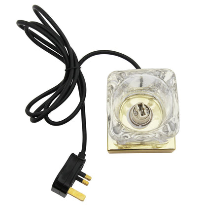 Ambient Glass Ice Cube Touch Dimmable Table Lamp Gold Base with G9 Bulb - Energy Light Bulbs - Free delivery on all orders