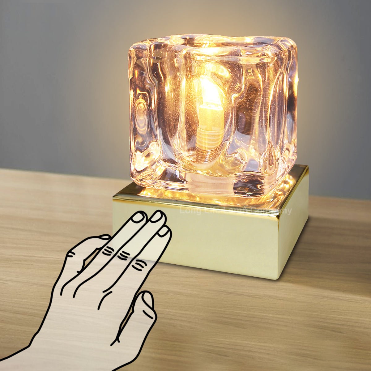 Ambient Glass Ice Cube Touch Dimmable Table Lamp Gold Base with G9 Bulb - Energy Light Bulbs - Free delivery on all orders