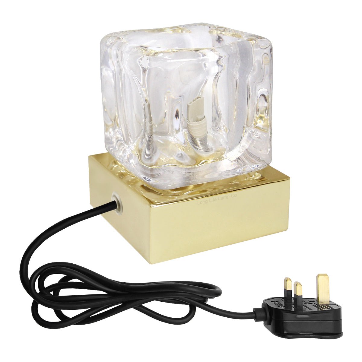 Ambient Glass Ice Cube Touch Dimmable Table Lamp Gold Base with G9 Bulb - Energy Light Bulbs - Free delivery on all orders
