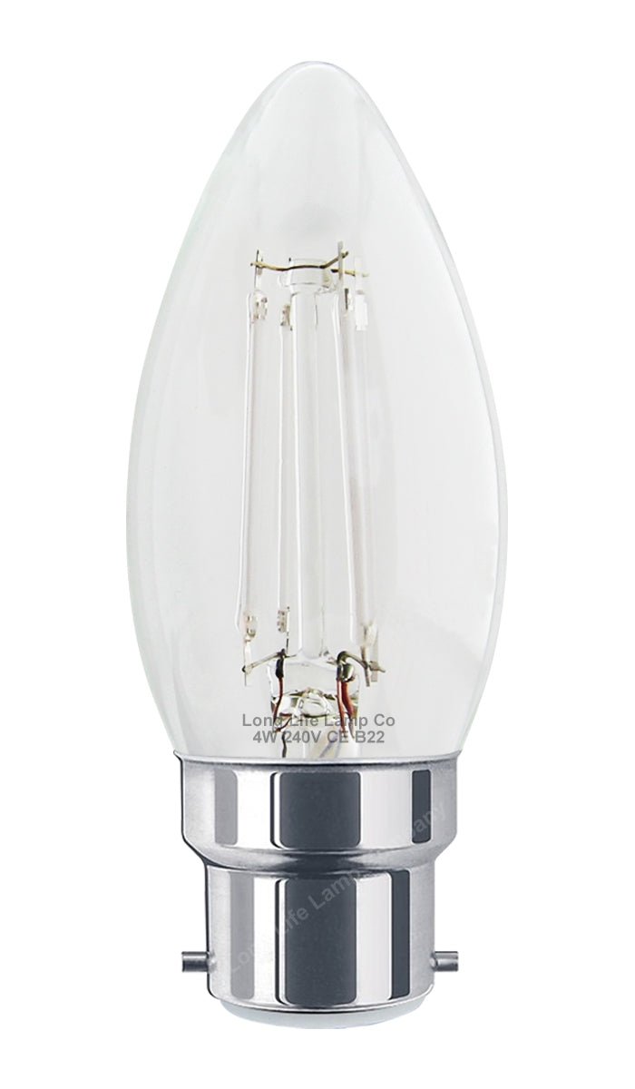 Ambient Vintage 4w LED Blue Candle Light Bulb B22 Bayonet Clear Glass - Energy Light Bulbs - Free delivery on all orders