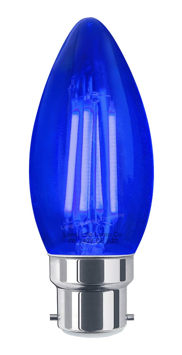 Ambient Vintage 4w LED Blue Candle Light Bulb B22 Bayonet Clear Glass - Energy Light Bulbs - Free delivery on all orders