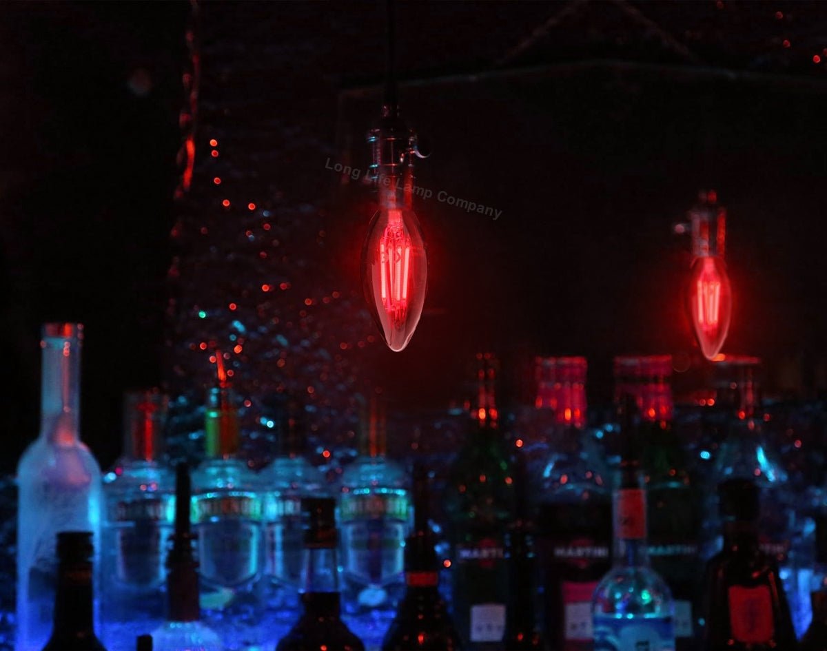 Ambient Vintage 4w LED Red Candle Light Bulb B22 Bayonet Clear Glass - Energy Light Bulbs - Free delivery on all orders