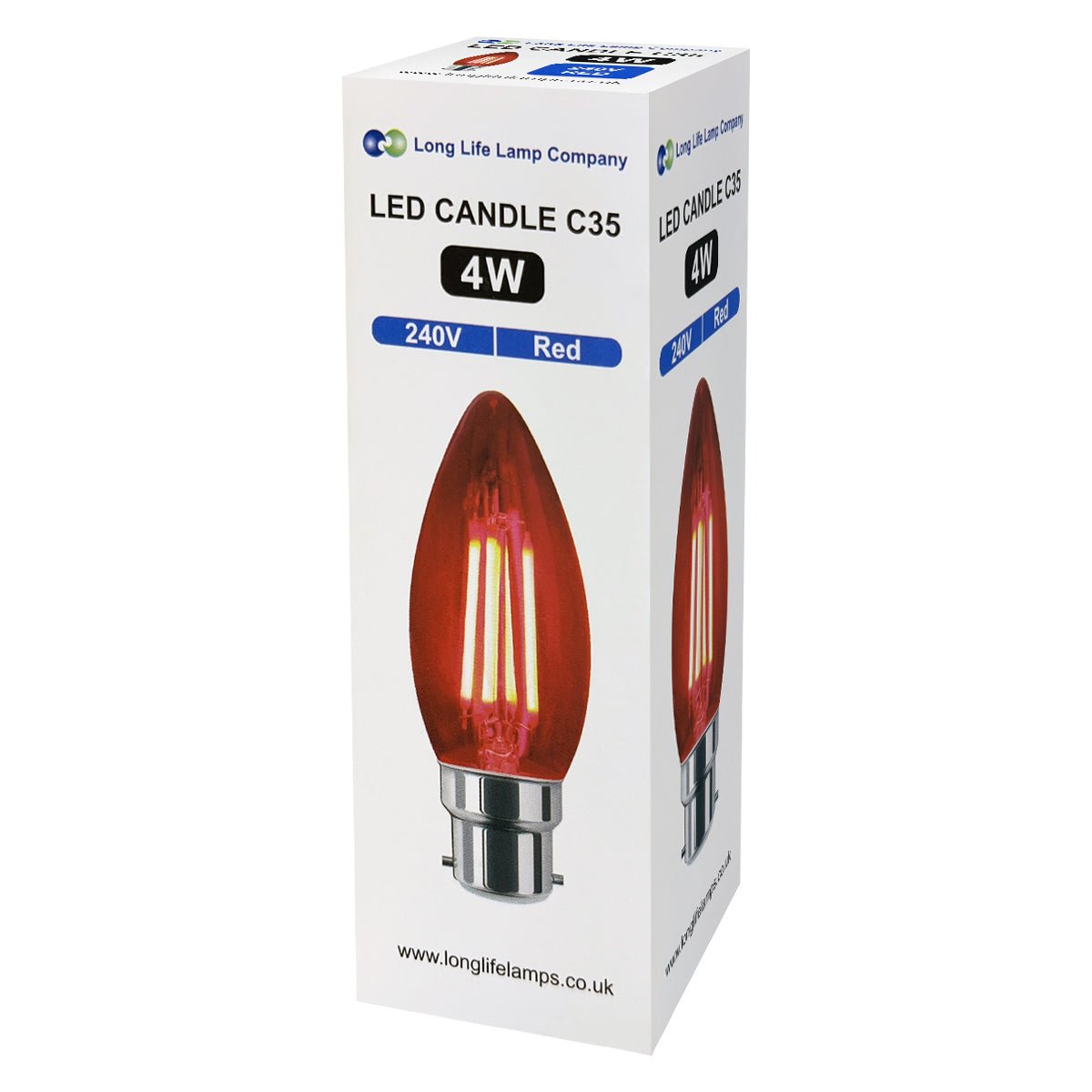 Ambient Vintage 4w LED Red Candle Light Bulb B22 Bayonet Clear Glass - Energy Light Bulbs - Free delivery on all orders