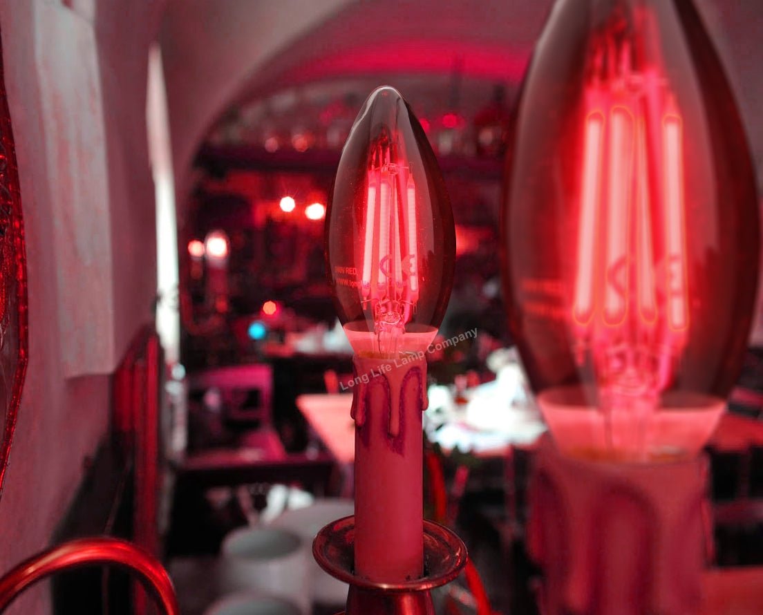 Ambient Vintage 4w LED Red Candle Light Bulb B22 Bayonet Clear Glass - Energy Light Bulbs - Free delivery on all orders