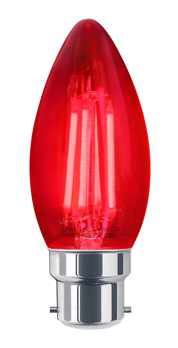 Ambient Vintage 4w LED Red Candle Light Bulb B22 Bayonet Clear Glass - Energy Light Bulbs - Free delivery on all orders