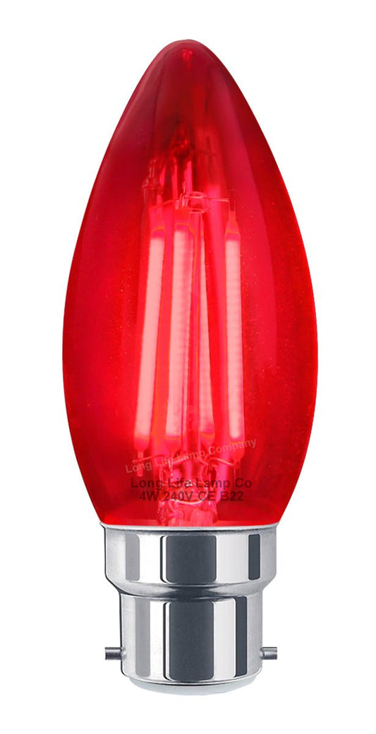 Ambient Vintage 4w LED Red Candle Light Bulb B22 Bayonet Clear Glass - Energy Light Bulbs - Free delivery on all orders