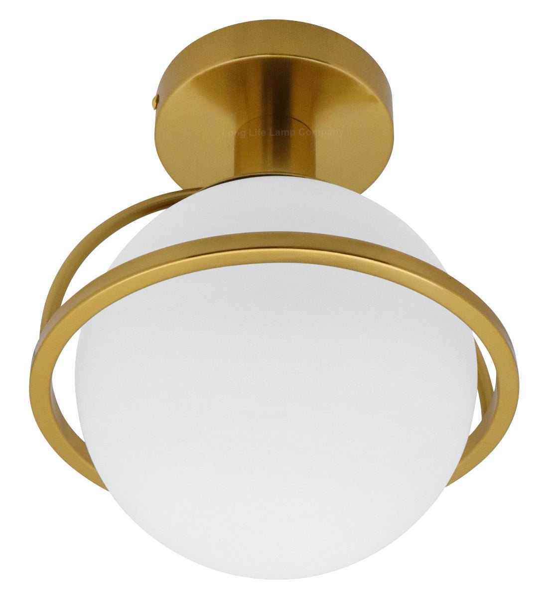 Antique Brass Semi Flush Mount Ceiling Light Frosted Glass Globe - Energy Light Bulbs - Free delivery on all orders