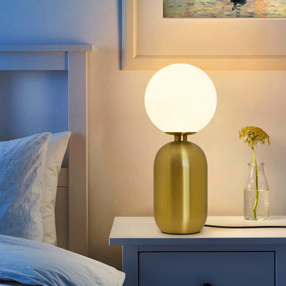 Antique Brass Table Lamp Frosted Glass Globe Shade Bedside Light - Energy Light Bulbs - Free delivery on all orders