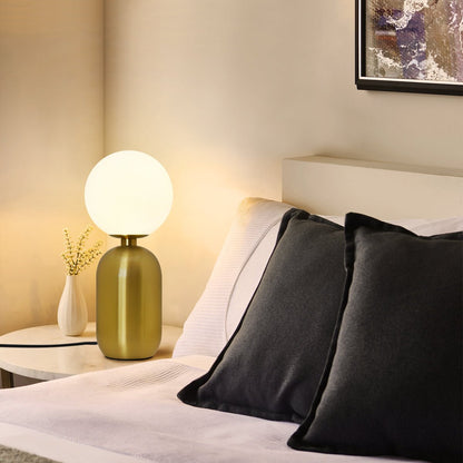 Antique Brass Table Lamp Frosted Glass Globe Shade Bedside Light - Energy Light Bulbs - Free delivery on all orders