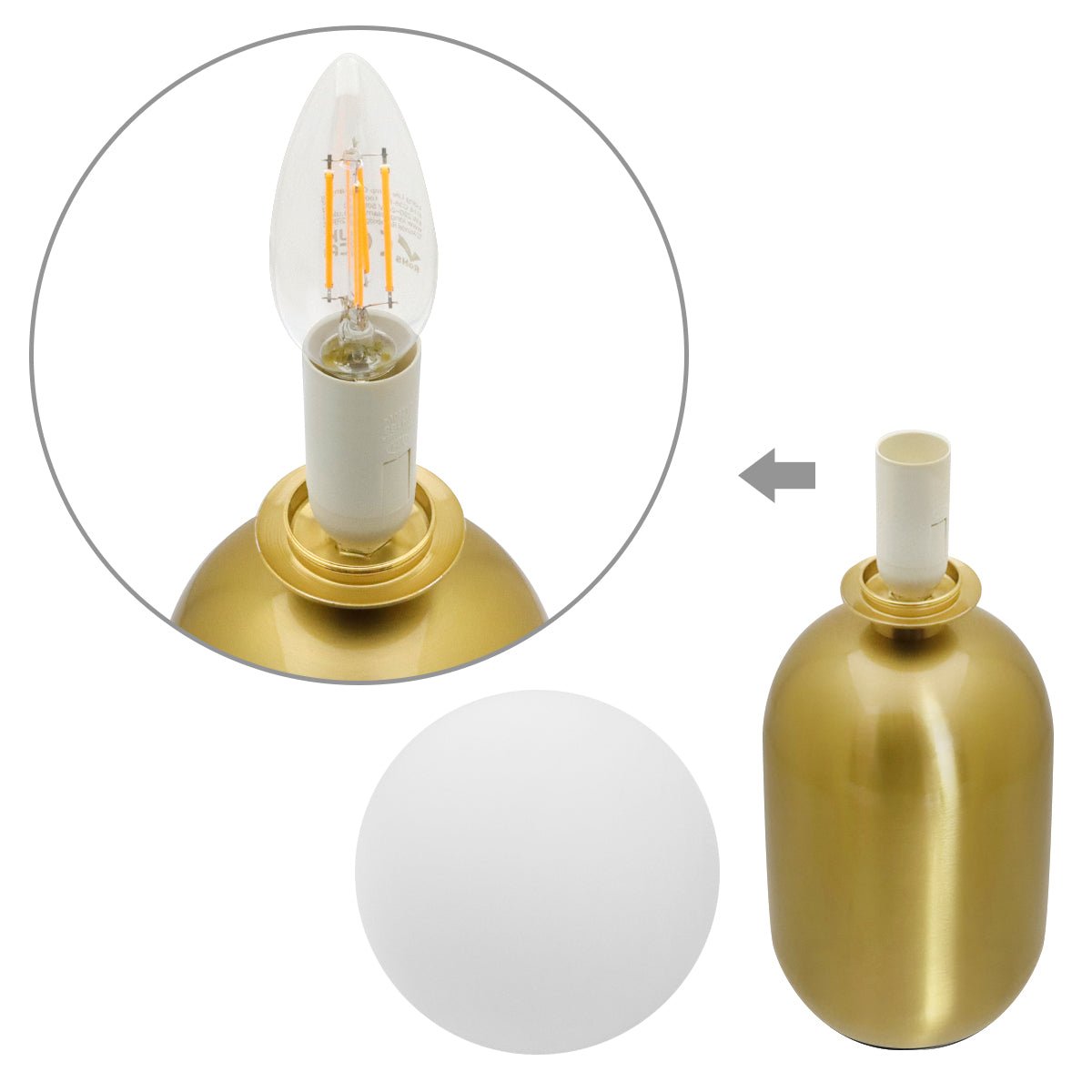Antique Brass Table Lamp Frosted Glass Globe Shade Bedside Light - Energy Light Bulbs - Free delivery on all orders