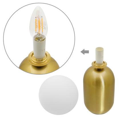 Antique Brass Table Lamp Frosted Glass Globe Shade Bedside Light - Energy Light Bulbs - Free delivery on all orders