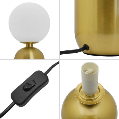 Antique Brass Table Lamp Frosted Glass Globe Shade Bedside Light - Energy Light Bulbs - Free delivery on all orders