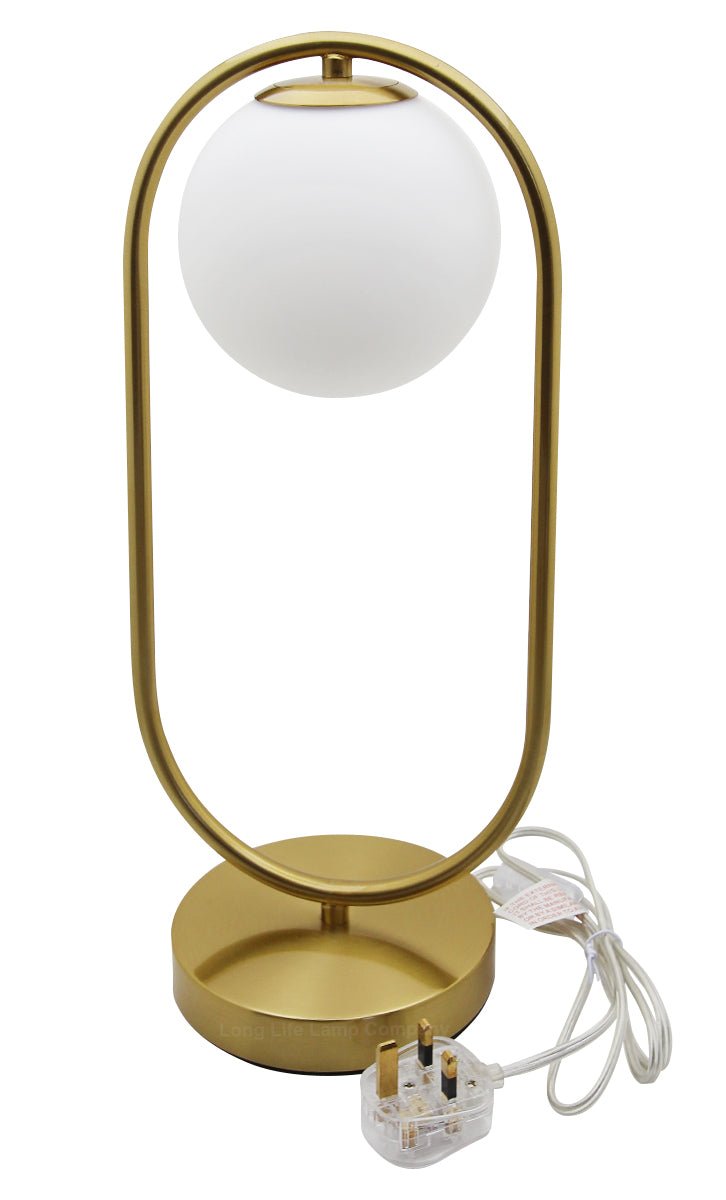 Antique Brass Table Lamp Opaque Glass Shade Bedside Light Globe Desk Lamp - Energy Light Bulbs - Free delivery on all orders