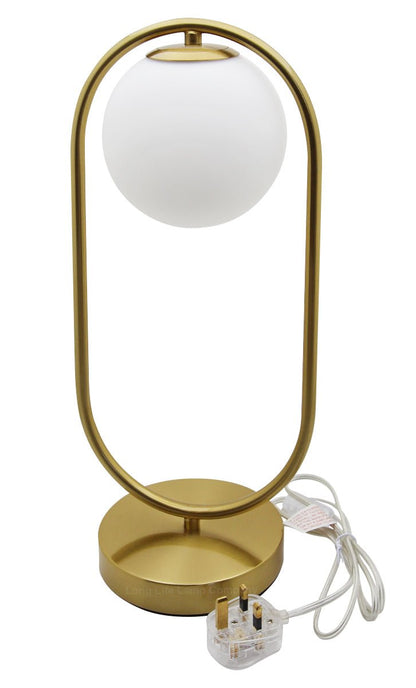 Antique Brass Table Lamp Opaque Glass Shade Bedside Light Globe Desk Lamp - Energy Light Bulbs - Free delivery on all orders
