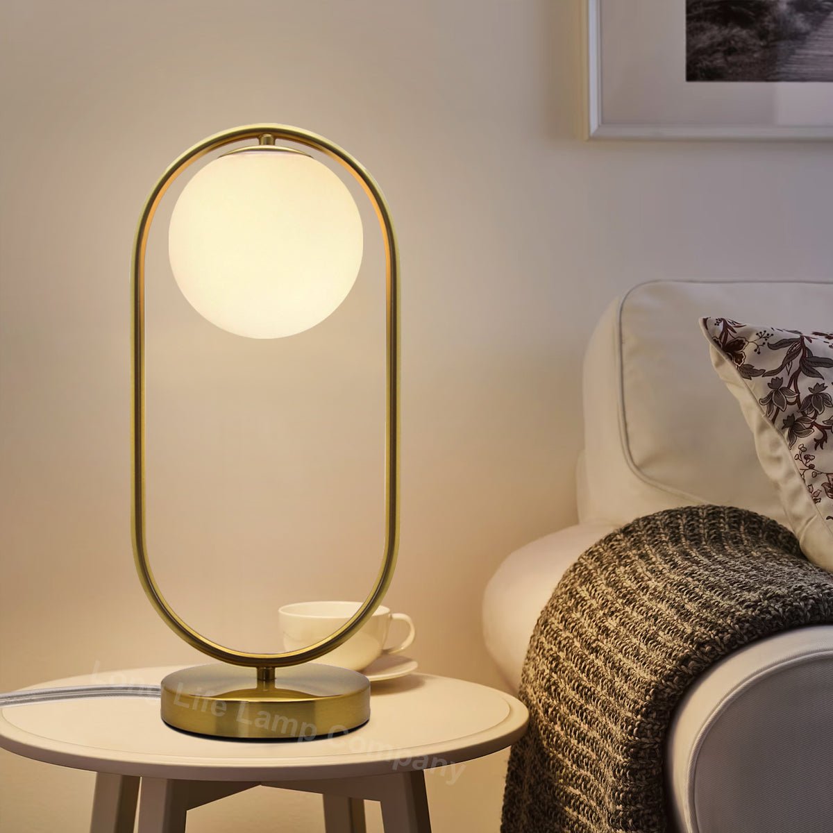 Antique Brass Table Lamp Opaque Glass Shade Bedside Light Globe Desk Lamp - Energy Light Bulbs - Free delivery on all orders