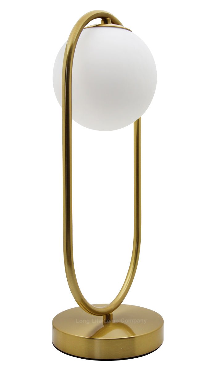 Antique Brass Table Lamp Opaque Glass Shade Bedside Light Globe Desk Lamp - Energy Light Bulbs - Free delivery on all orders