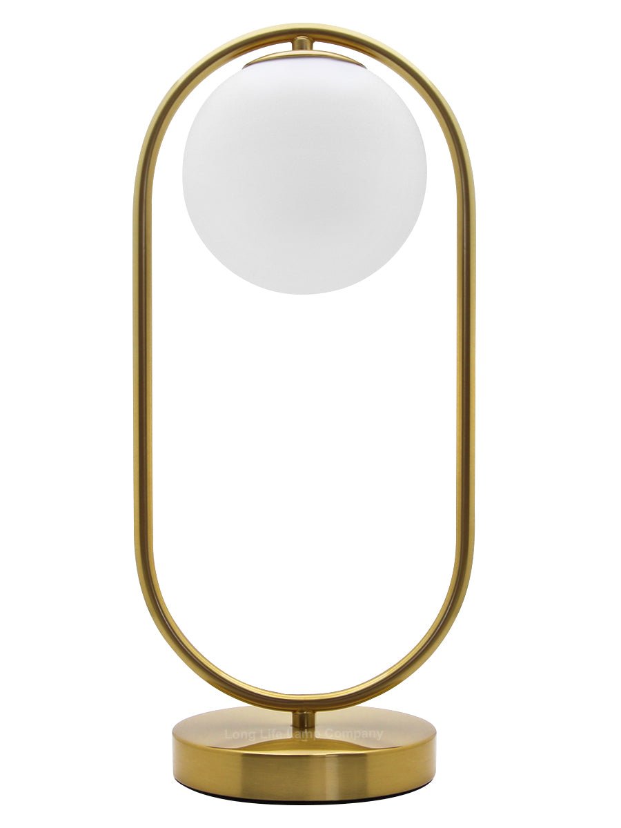 Antique Brass Table Lamp Opaque Glass Shade Bedside Light Globe Desk Lamp - Energy Light Bulbs - Free delivery on all orders