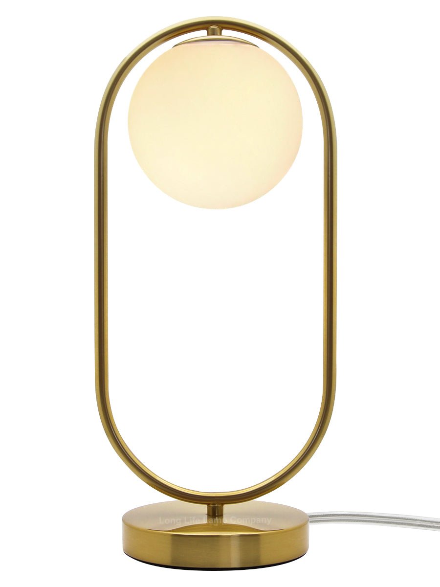 Antique Brass Table Lamp Opaque Glass Shade Bedside Light Globe Desk Lamp - Energy Light Bulbs - Free delivery on all orders