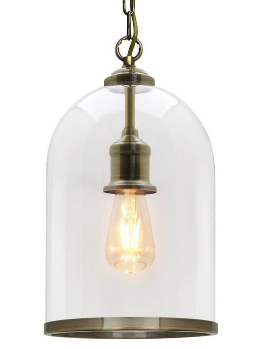 Antique Brass Vintage Ceiling Pendant Light Glass Lamp shade Bell Chain Lantern - Energy Light Bulbs - Free delivery on all orders