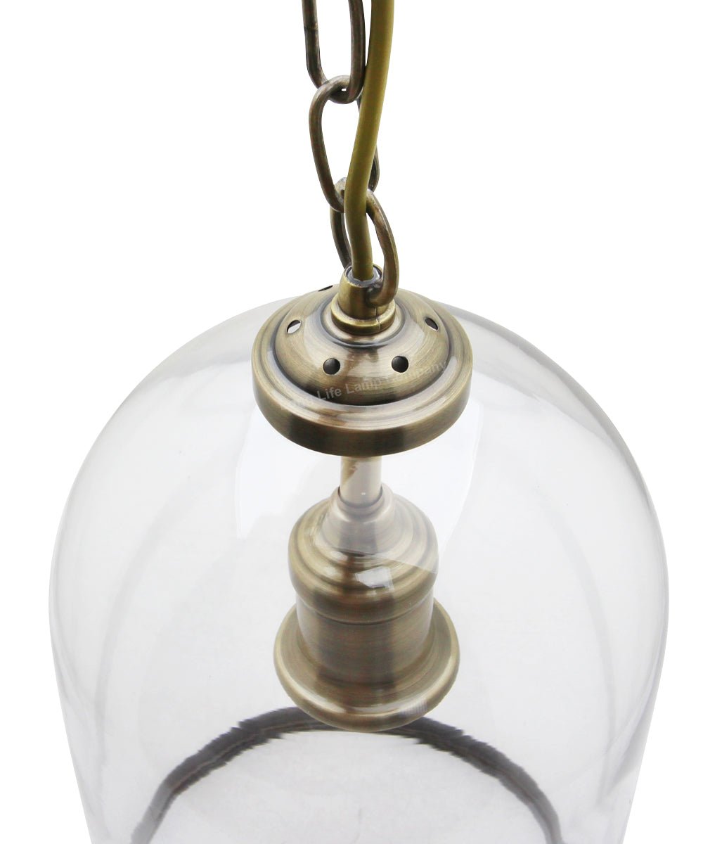 Antique Brass Vintage Ceiling Pendant Light Glass Lamp shade Bell Chain Lantern - Energy Light Bulbs - Free delivery on all orders