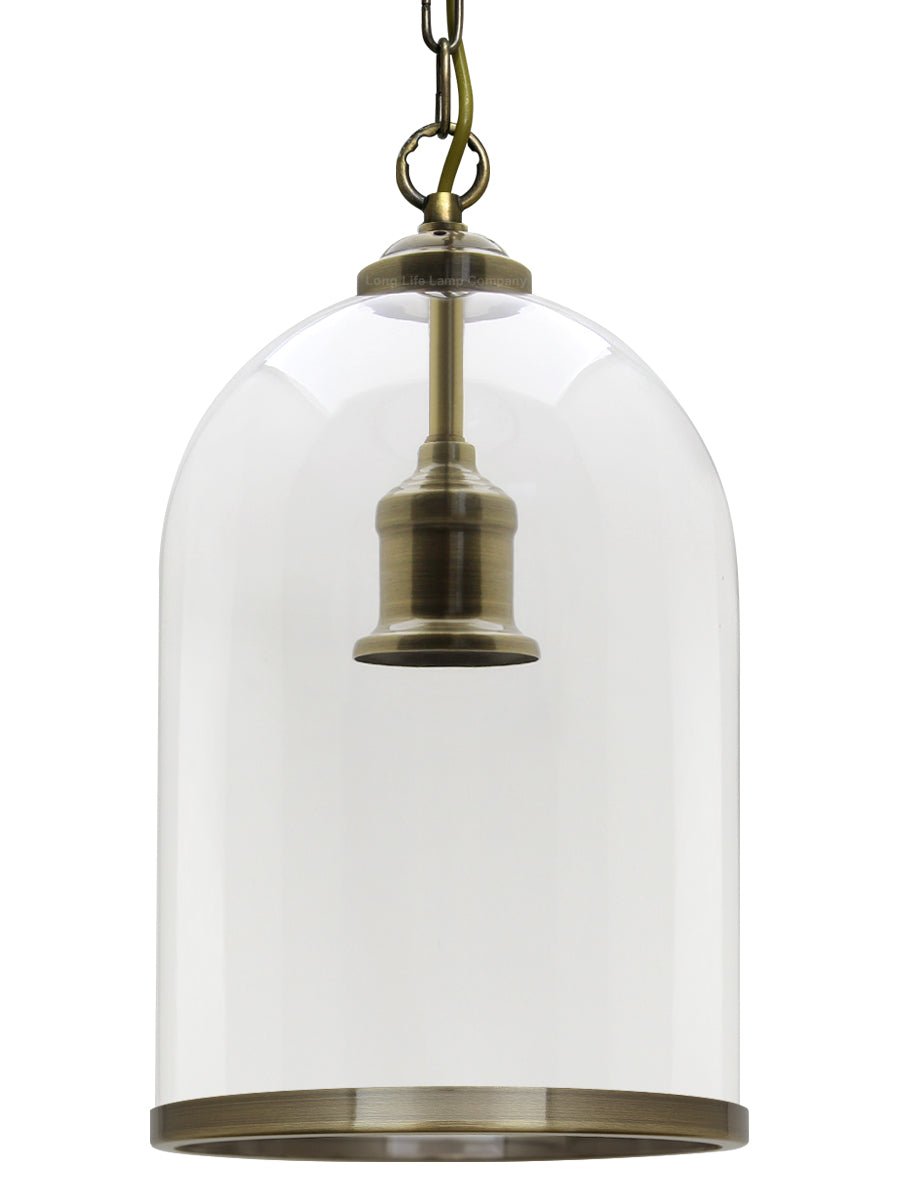 Antique Brass Vintage Ceiling Pendant Light Glass Lamp shade Bell Chain Lantern - Energy Light Bulbs - Free delivery on all orders