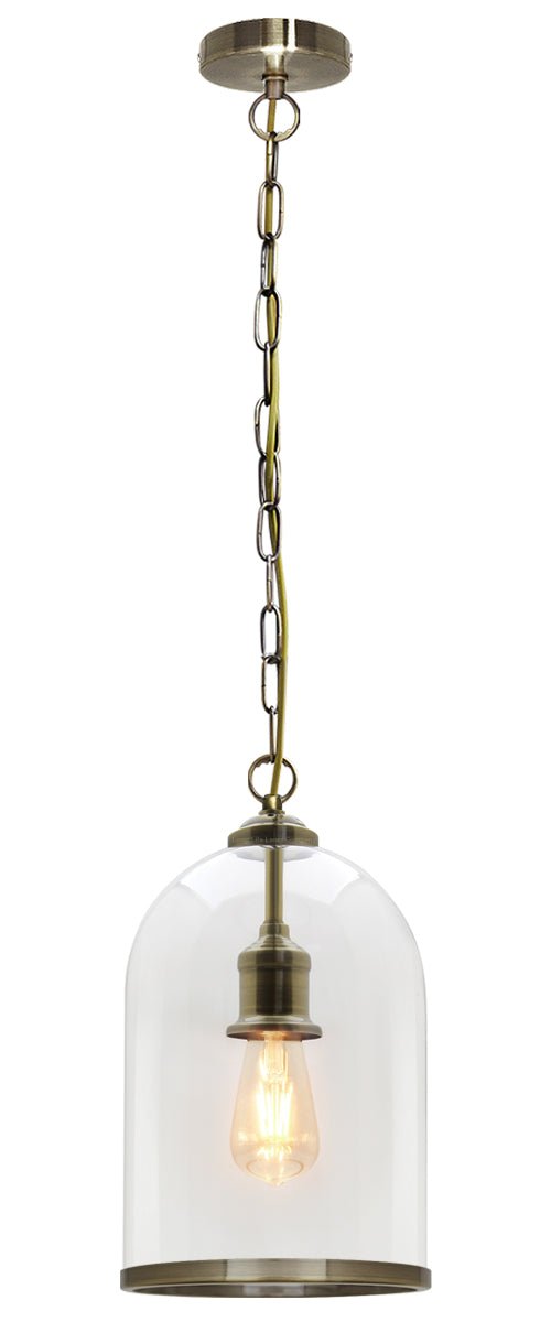 Antique Brass Vintage Ceiling Pendant Light Glass Lamp shade Bell Chain Lantern - Energy Light Bulbs - Free delivery on all orders