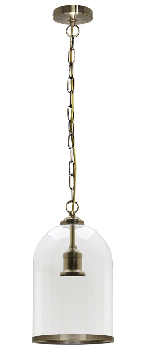 Antique Brass Vintage Ceiling Pendant Light Glass Lamp shade Bell Chain Lantern - Energy Light Bulbs - Free delivery on all orders