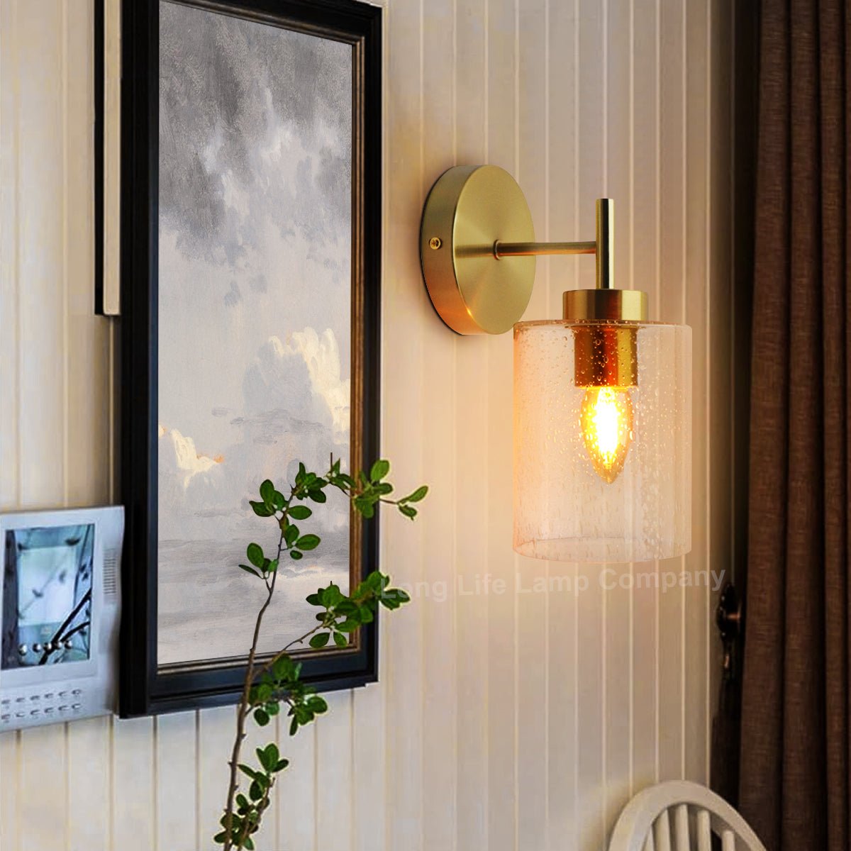 Antique Brass Wall Light Bubble Glass Lamp Shade Cylindrical Transparent Glass - Energy Light Bulbs - Free delivery on all orders