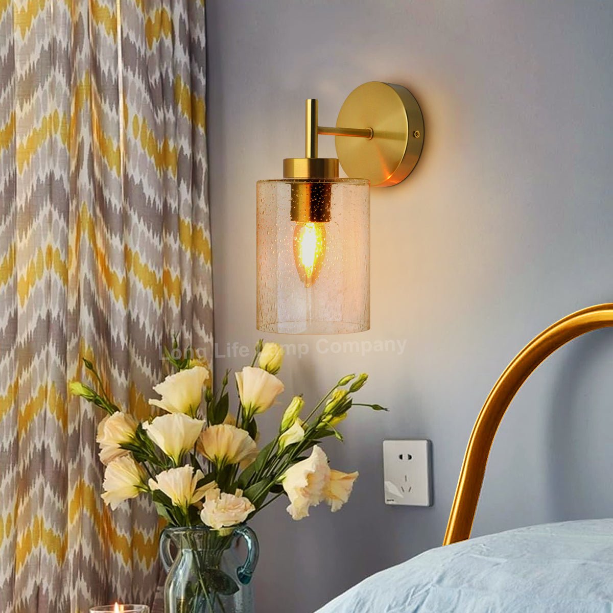 Antique Brass Wall Light Bubble Glass Lamp Shade Cylindrical Transparent Glass - Energy Light Bulbs - Free delivery on all orders