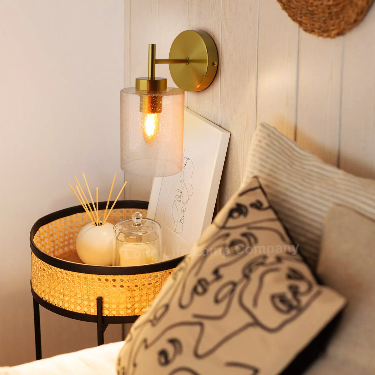 Antique Brass Wall Light Bubble Glass Lamp Shade Cylindrical Transparent Glass - Energy Light Bulbs - Free delivery on all orders