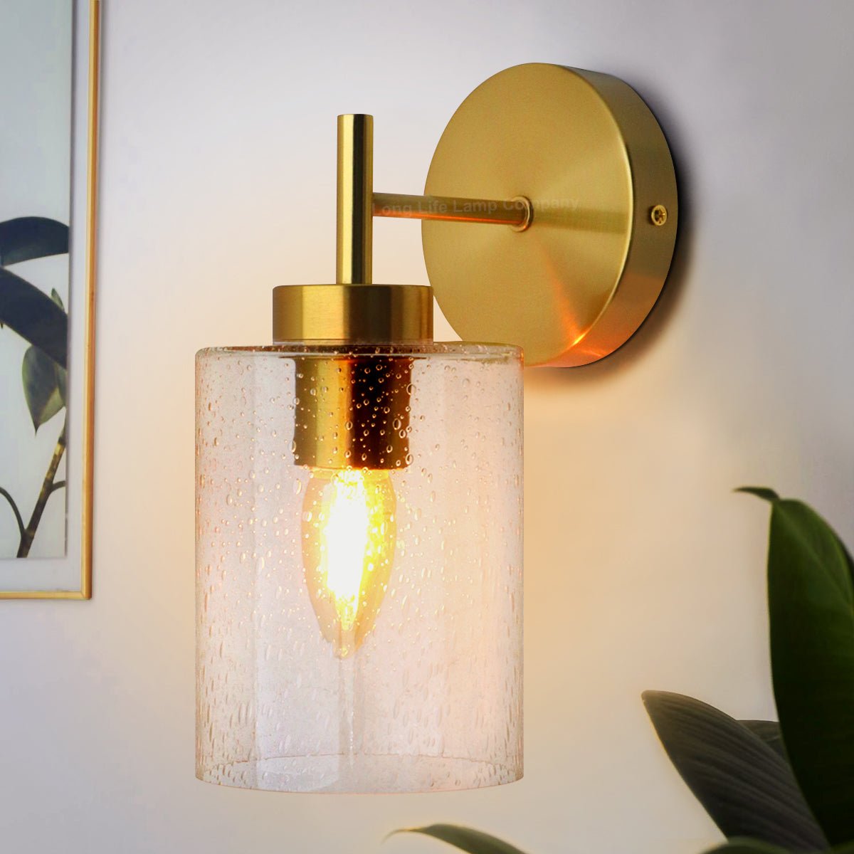 Antique Brass Wall Light Bubble Glass Lamp Shade Cylindrical Transparent Glass - Energy Light Bulbs - Free delivery on all orders