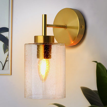 Antique Brass Wall Light Bubble Glass Lamp Shade Cylindrical Transparent Glass - Energy Light Bulbs - Free delivery on all orders