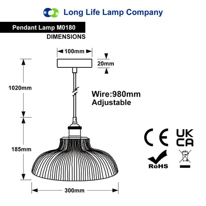 Antique Silver Vintage Classic Retro Glass Ceiling Pendant Light M0180 - Free delivery on all orders